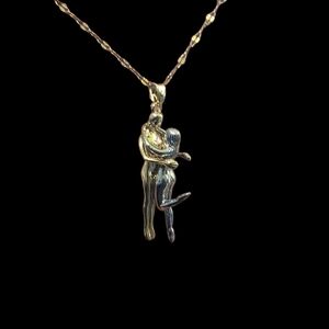 Gold and Silver Couple Pendant Necklace
